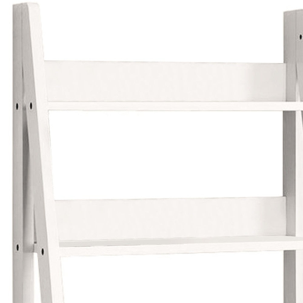 26" White Ladder Desk With Three Drawers