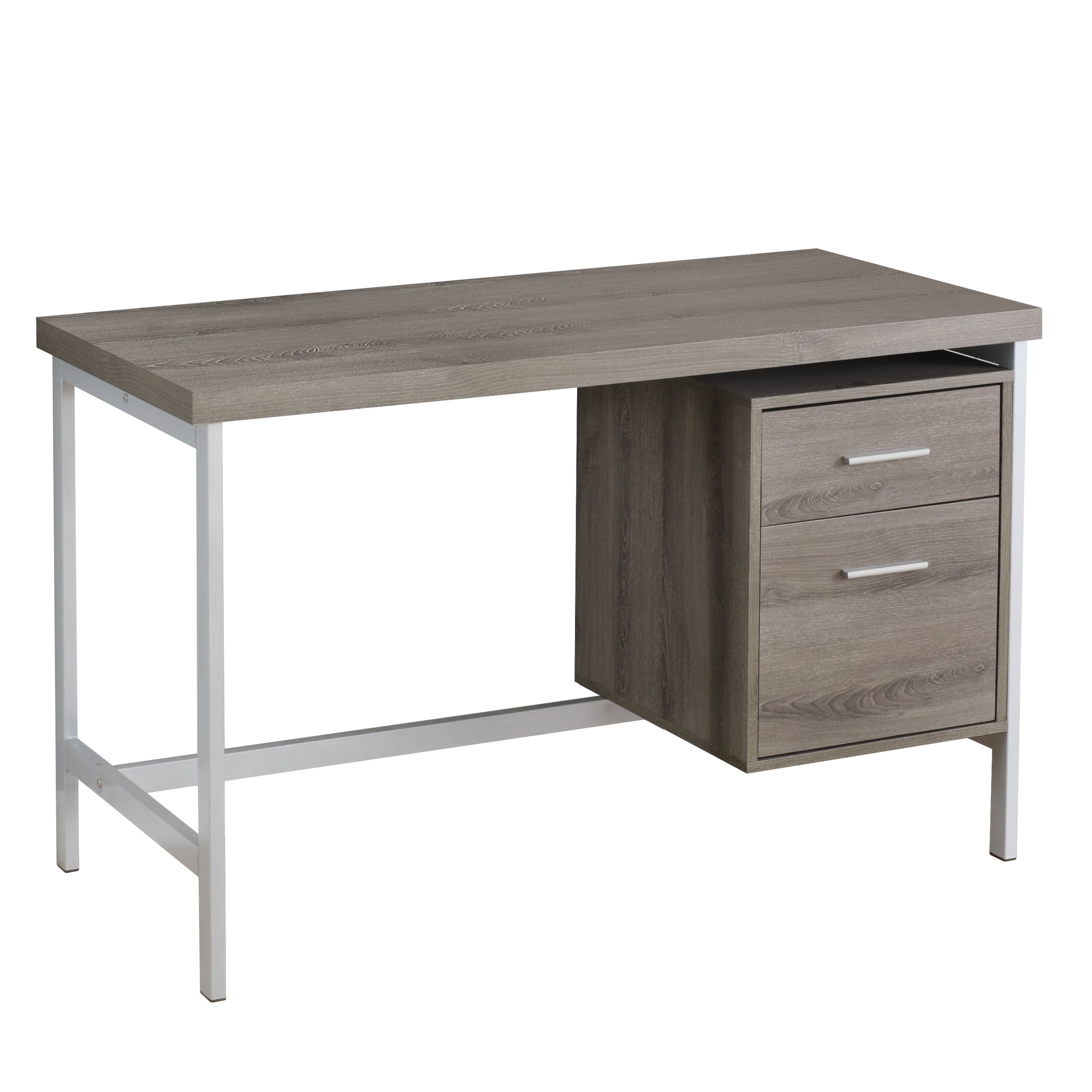 24" White and Silver Computer Desk With Two Drawers