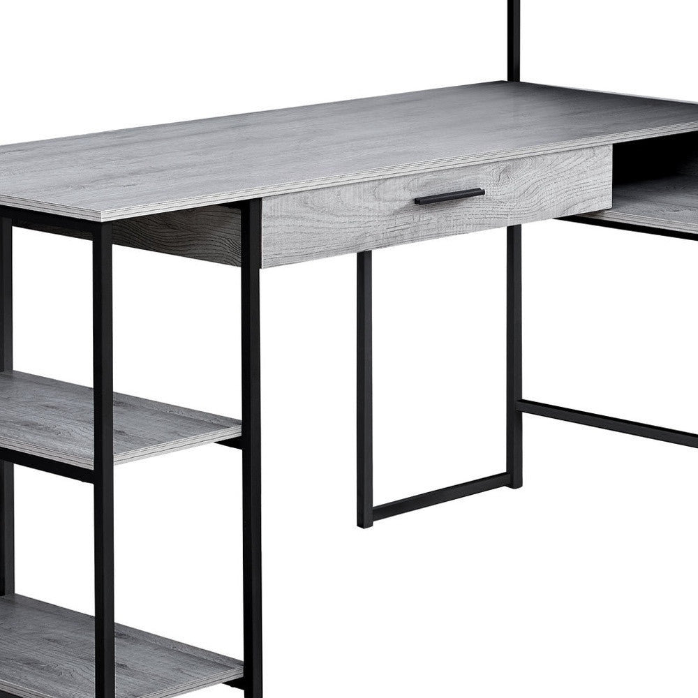 59" Gray and Black L Shape Computer Desk
