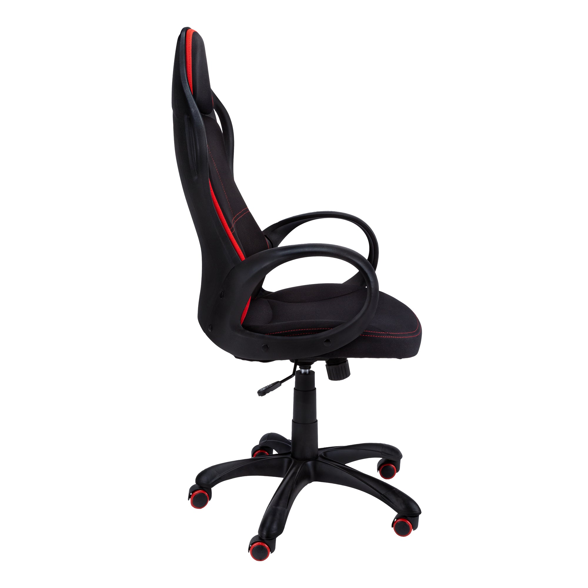 46" Black and Red Fabric Multi Position Office Chair
