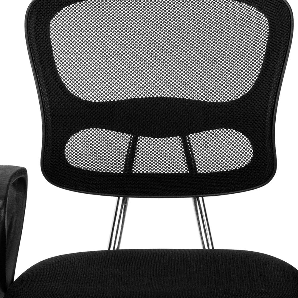 White Polyester Seat Swivel Adjustable Task Chair Mesh Back Plastic Frame