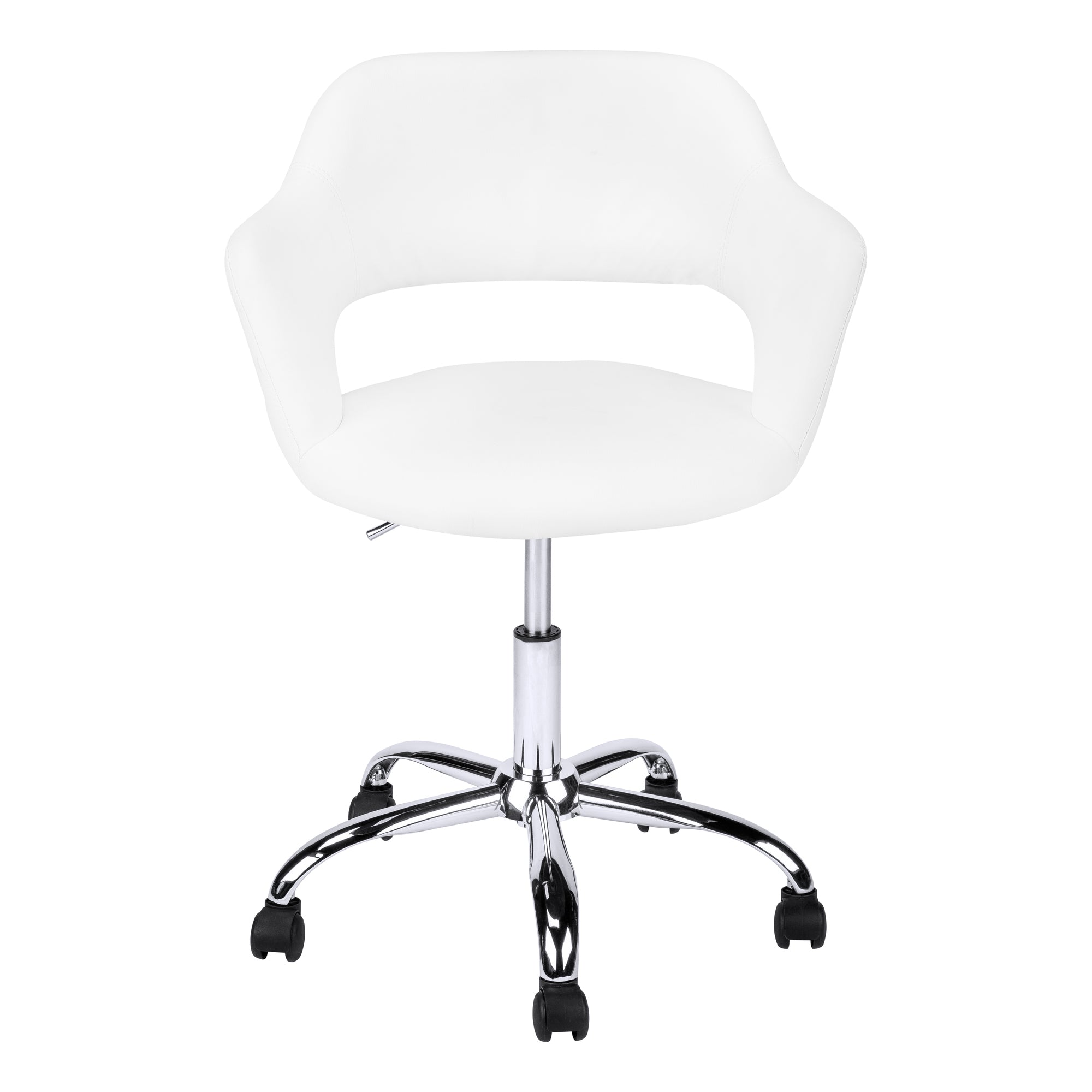 White and Silver Adjustable Swivel Fabric Rolling Office Chair