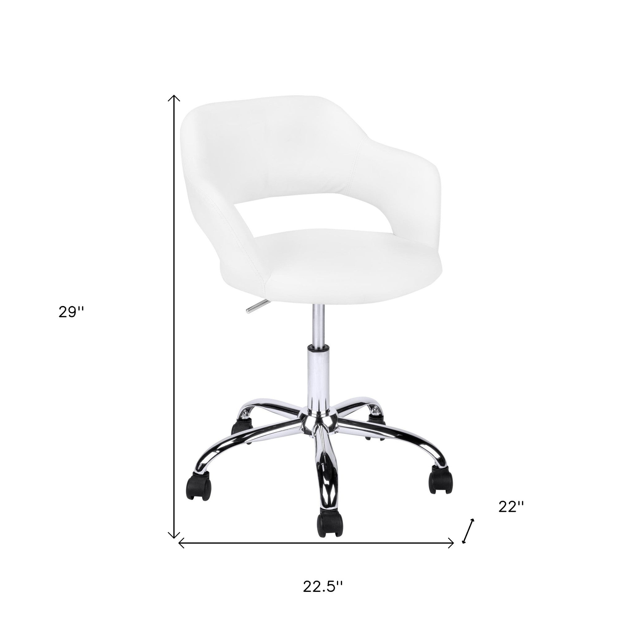 White and Silver Adjustable Swivel Fabric Rolling Office Chair