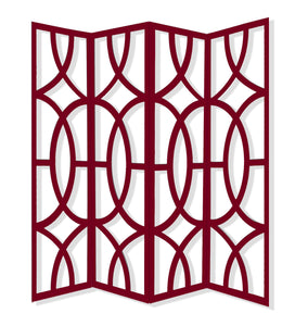 84 x 2 x 84 Red Wood 4 Panel Screen