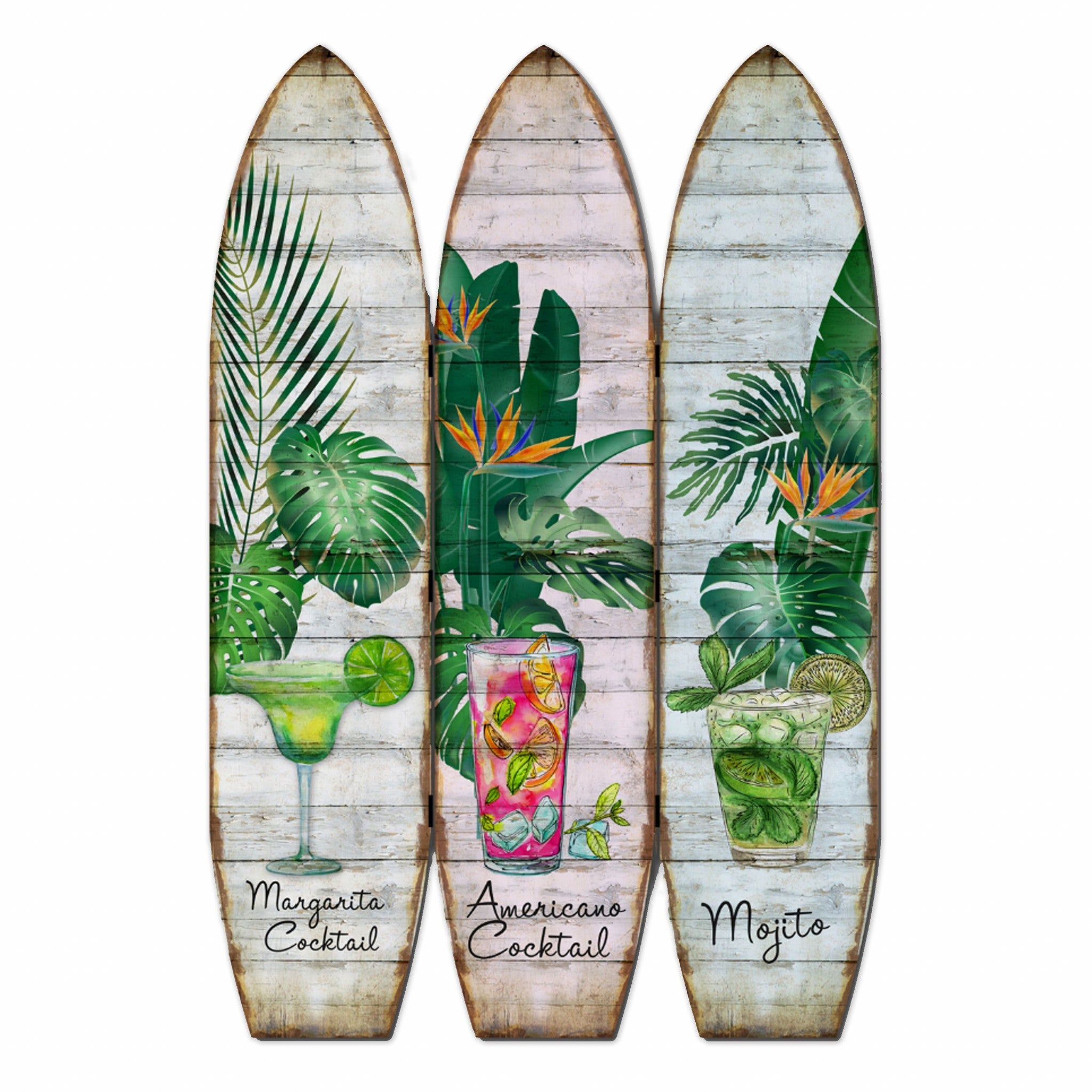 47 x 1 x 71 Multicolor Wood Surfboard Screen