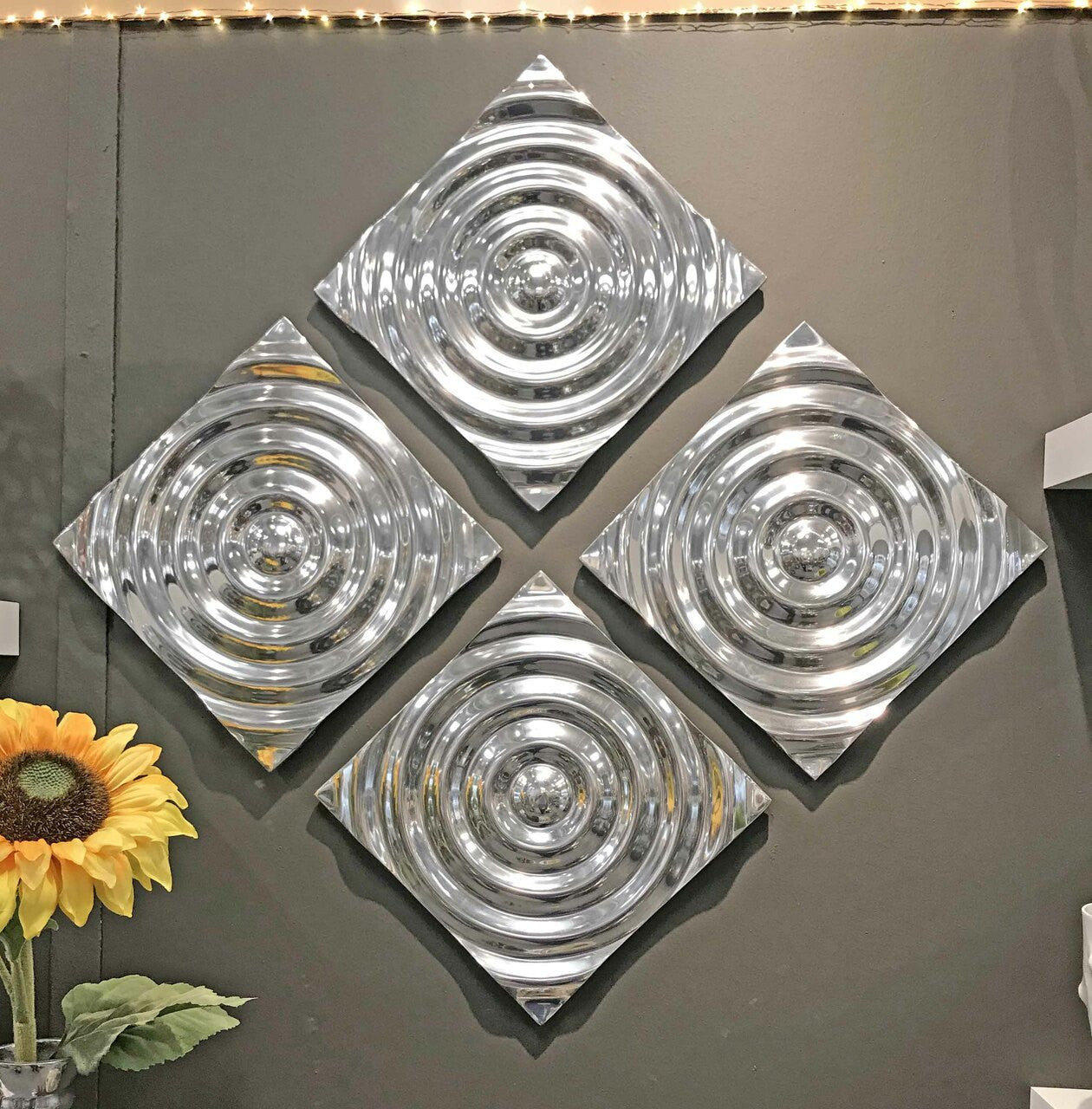 12" X 12" Silver Metallic Buffed Aluminum Abstract Wall Decor