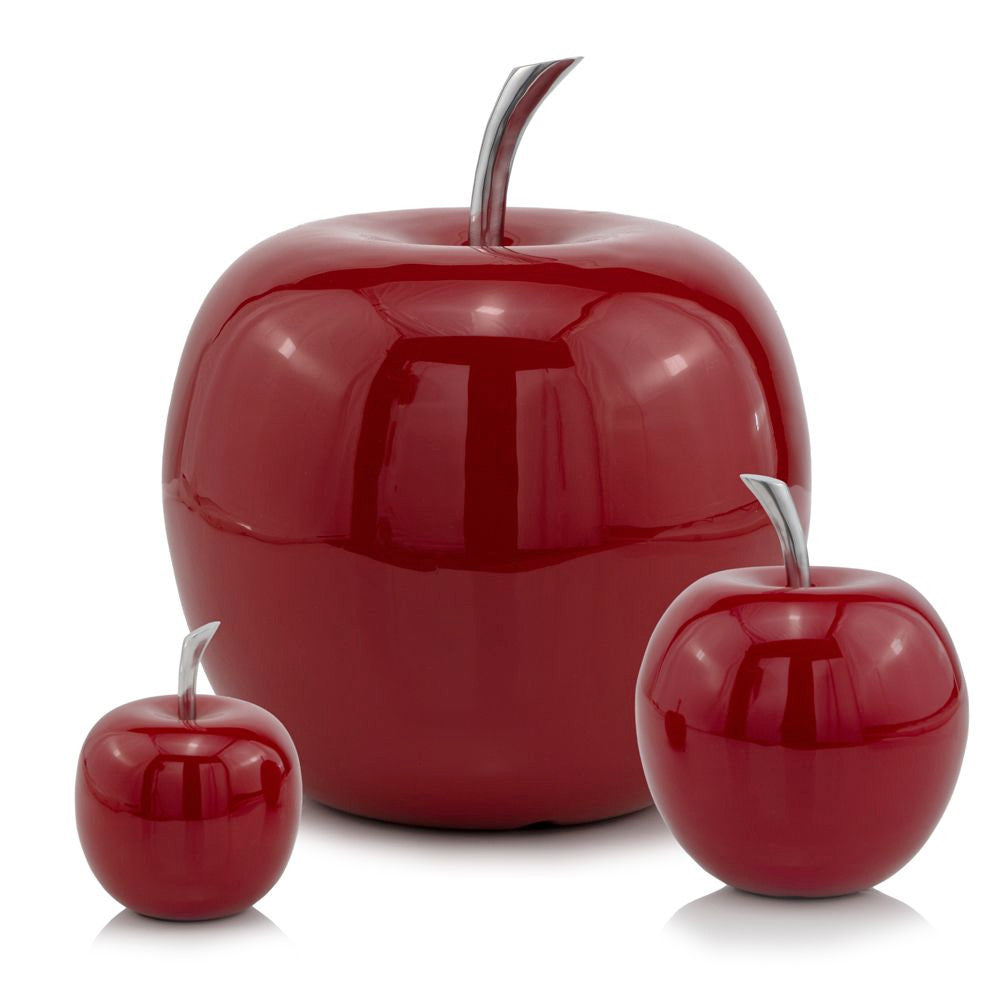 11" Red Aluminum Decorative Apple Tabletop Sculpture