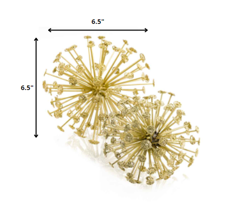 6.5" X 6.5" X 6.5" Gold Starburst Spheres Set Of 2