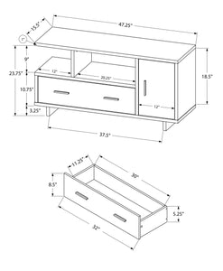 15.5" x 47.25" x 23.75" BlackGrey Top With Storage Tv Stand
