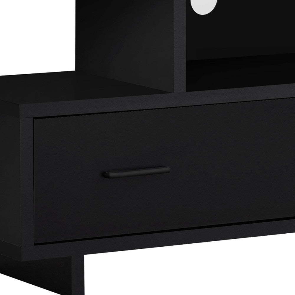 47" Gray and Black Open Shelving TV Stand