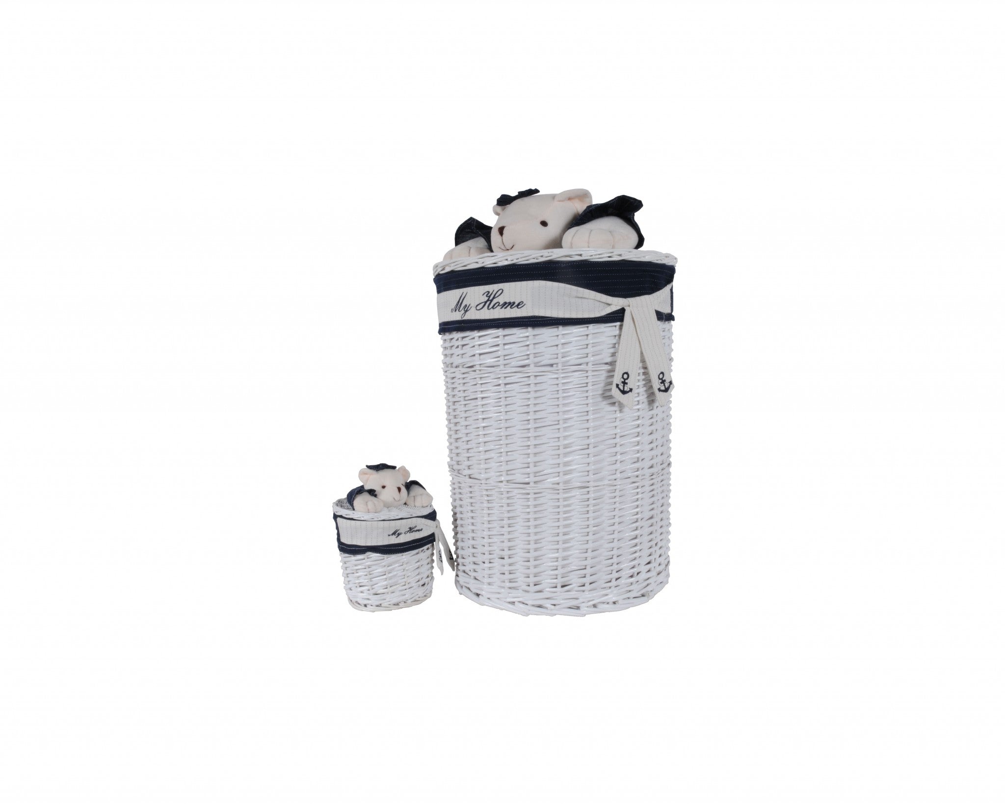 18" Blue and White Rattan Basket