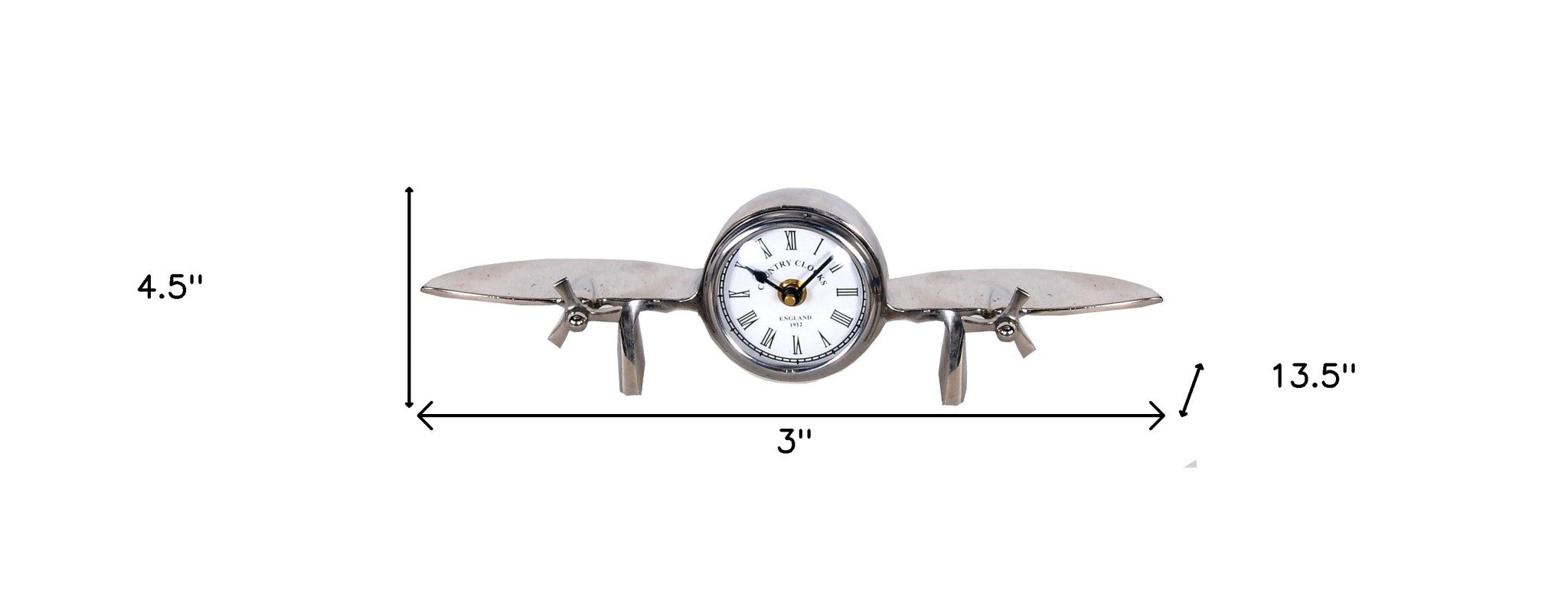 3" Novelty Nickel Metal And Glass Analog Wall Clock