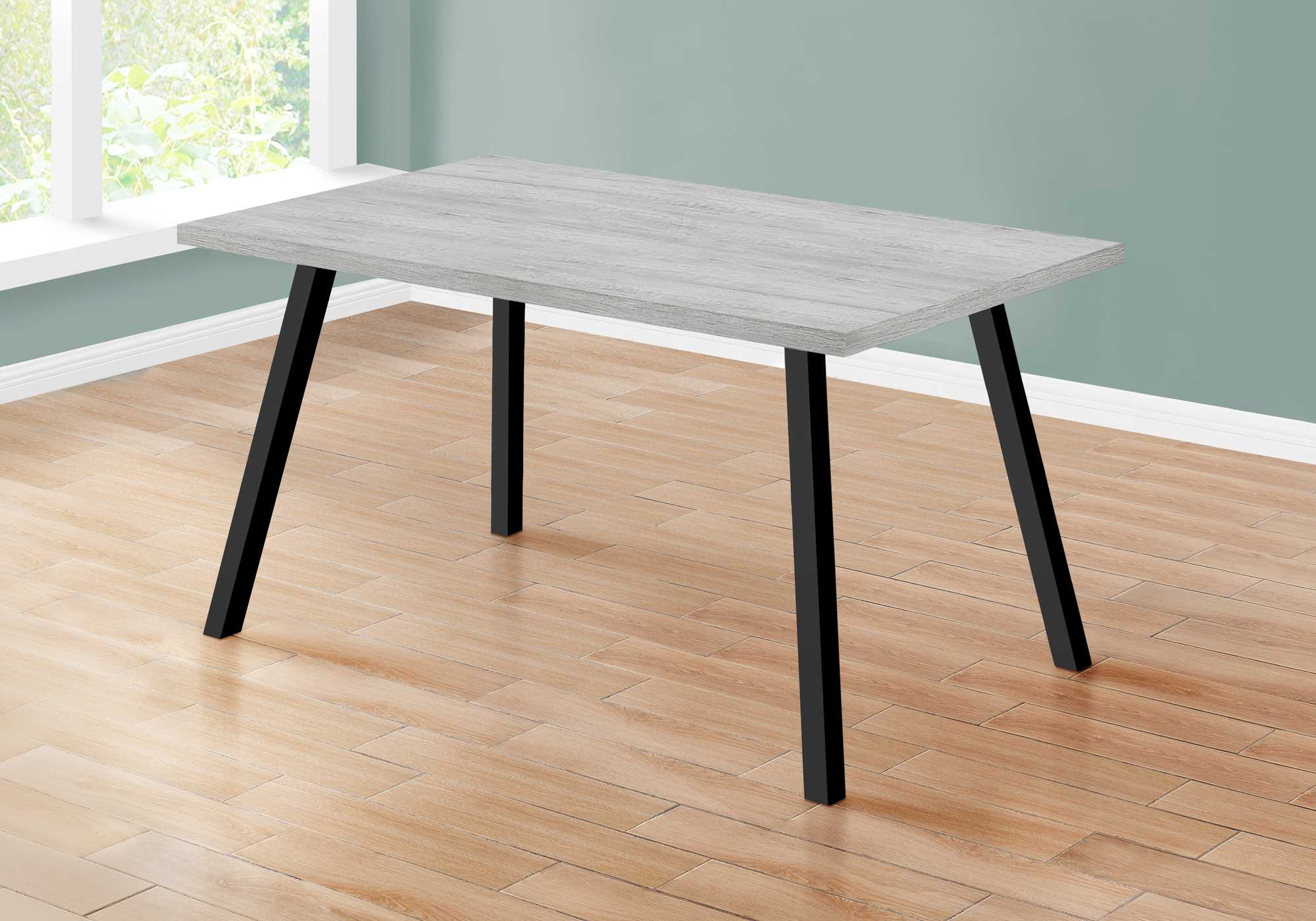 60" Gray And Black Metal Dining Table