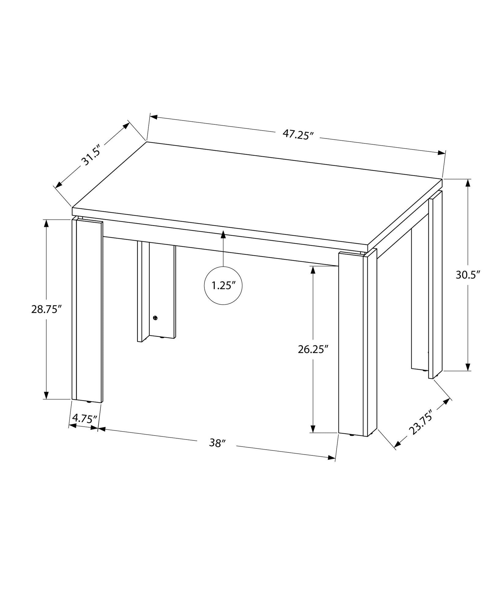 47" Black Dining Table