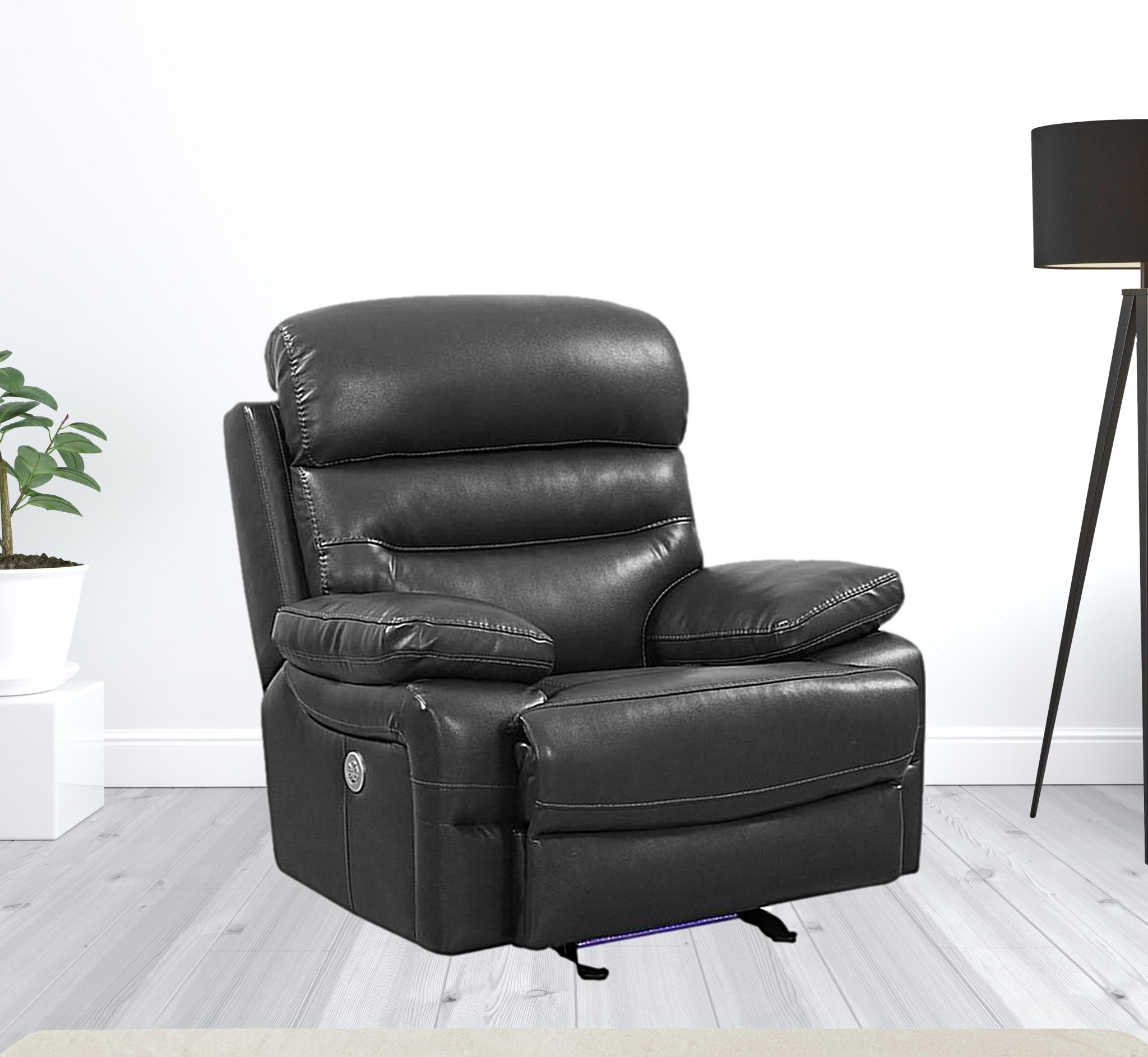 43" Grey Faux Leather Power Recliner Chair
