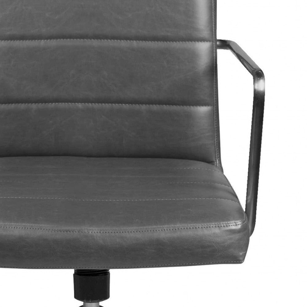 Gray and Silver Adjustable Swivel Faux Leather Rolling Conference Office Chair