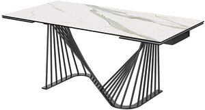 71 X 35 X 30 White Glass Ceramic Dining Table
