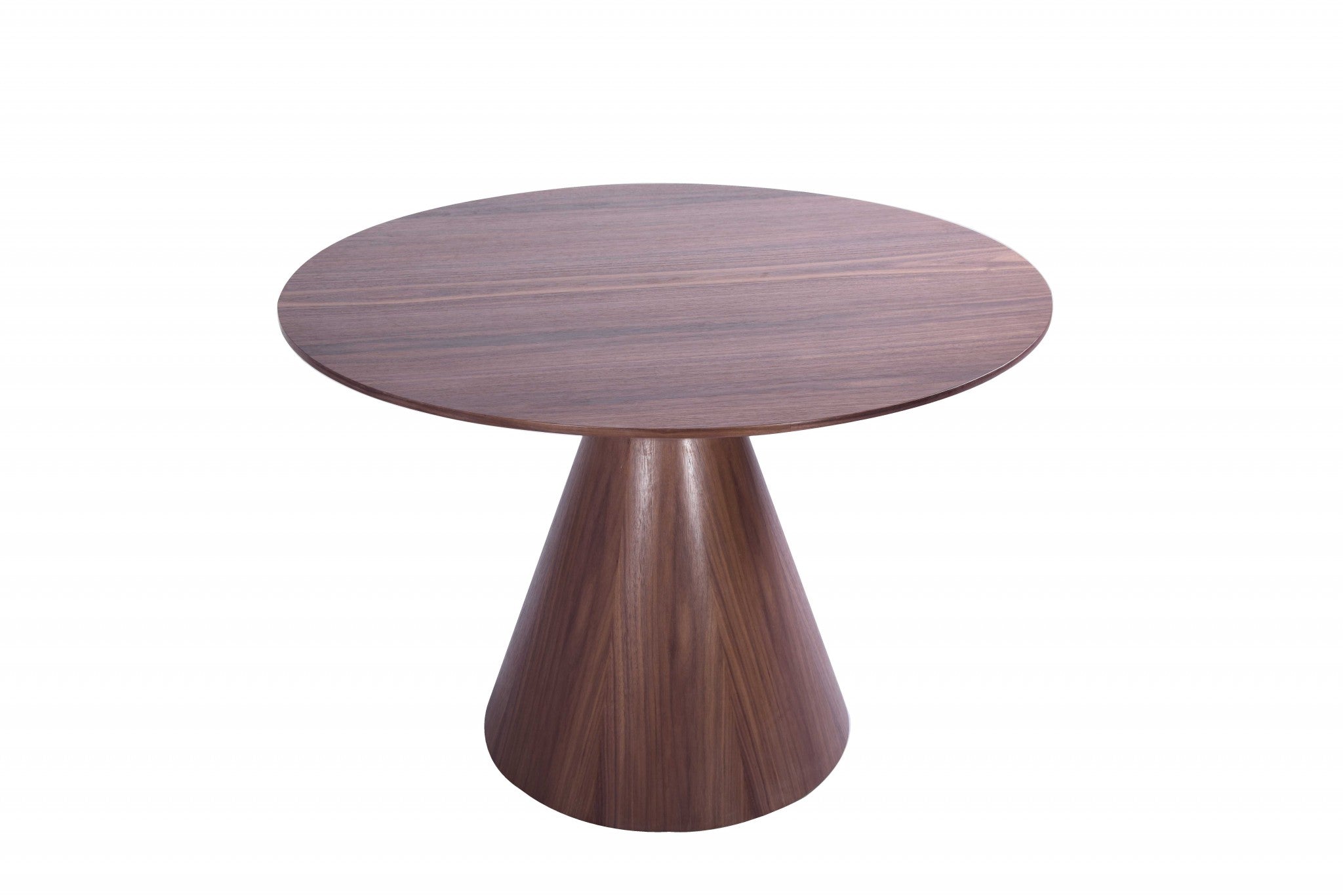 47" Brown Wood Pedestal Base Round Top Dining Table