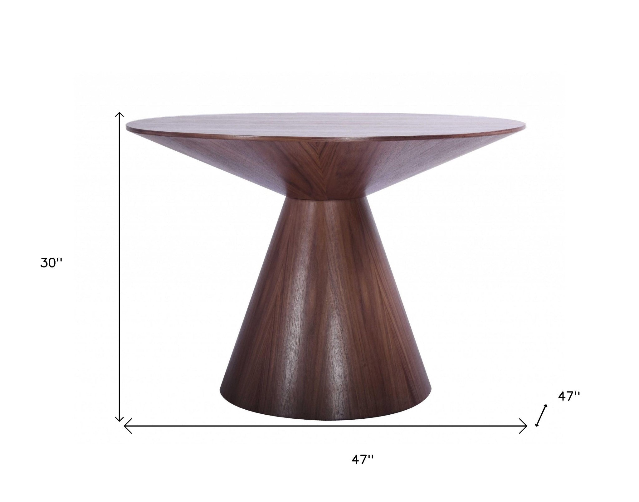 47" Brown Rounded Solid Wood Pedestal Base Dining Table