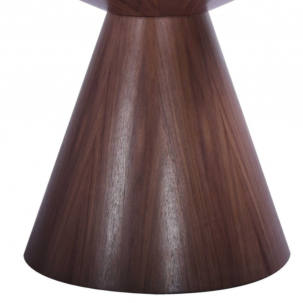 47" Brown Wood Pedestal Base Round Top Dining Table