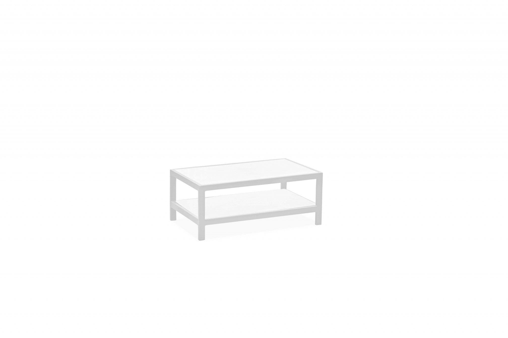 35" White Aluminum Coffee Table With Shelf