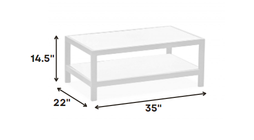 35 X 22 X 14.5 White Aluminum Coffee Table
