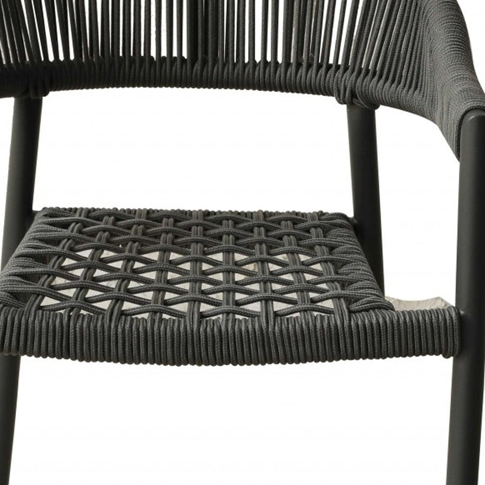 Set of Four 22" Gray Aluminum Outdoor Arm Chair