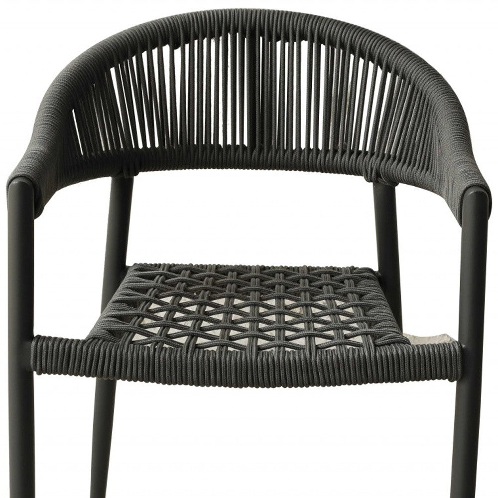 Set of Four 22" Gray Aluminum Outdoor Arm Chair