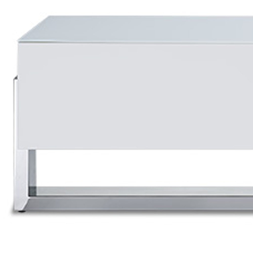 91 X 18 X 19 White Stainless Steel Tv Unit