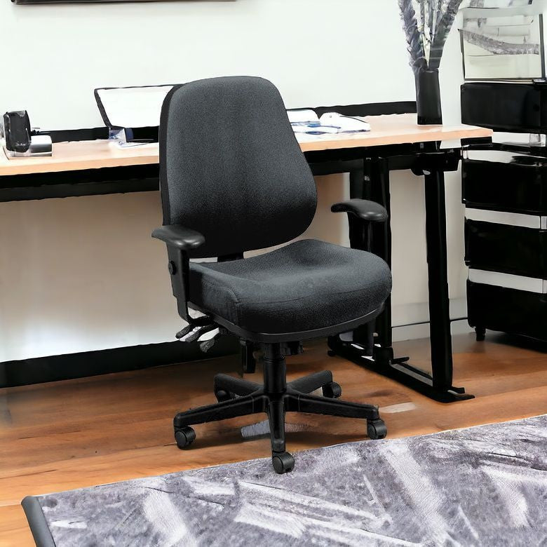 Charcoal and Black Adjustable Swivel Fabric Rolling Office Chair