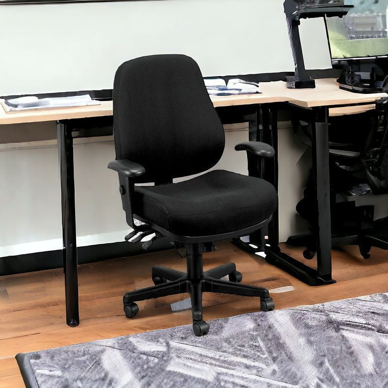 Charcoal and Black Adjustable Swivel Fabric Rolling Office Chair