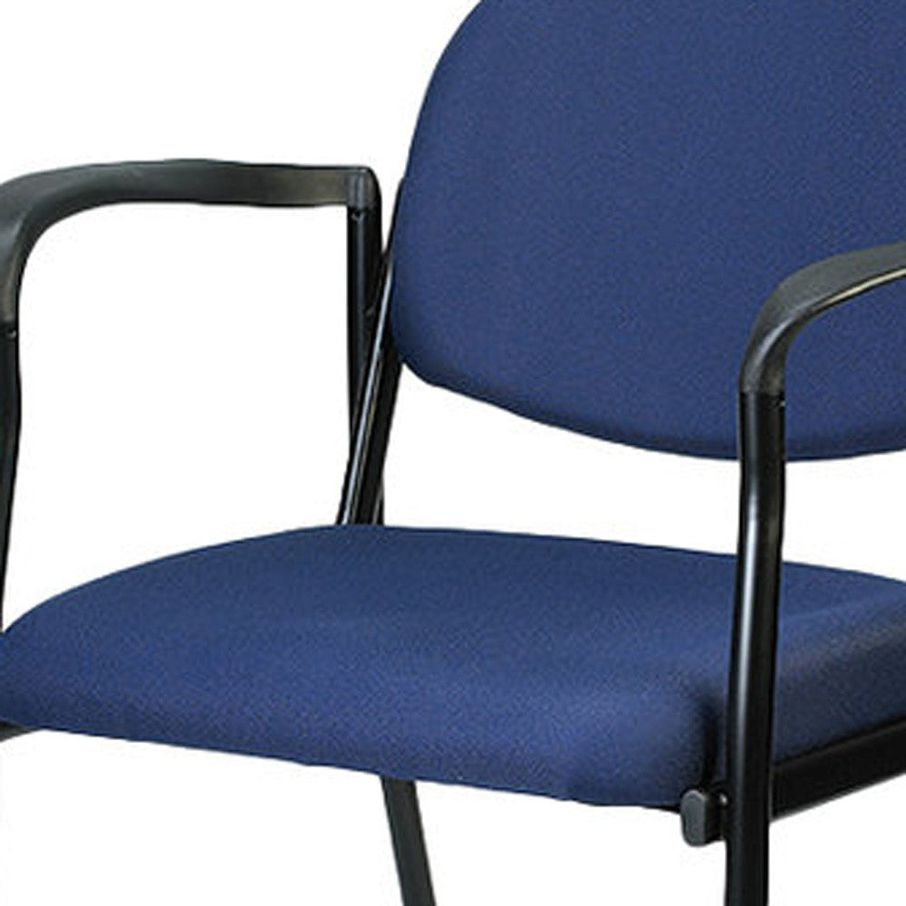 Set of Two Navy Blue and Black Fabric Office Chair