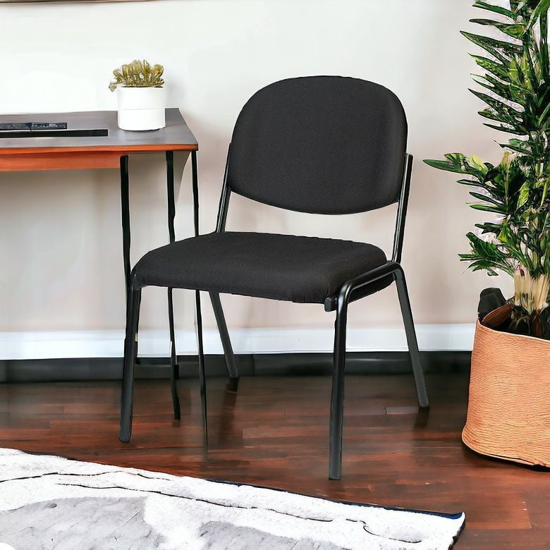 Set of Two Black Fabric Office Chair