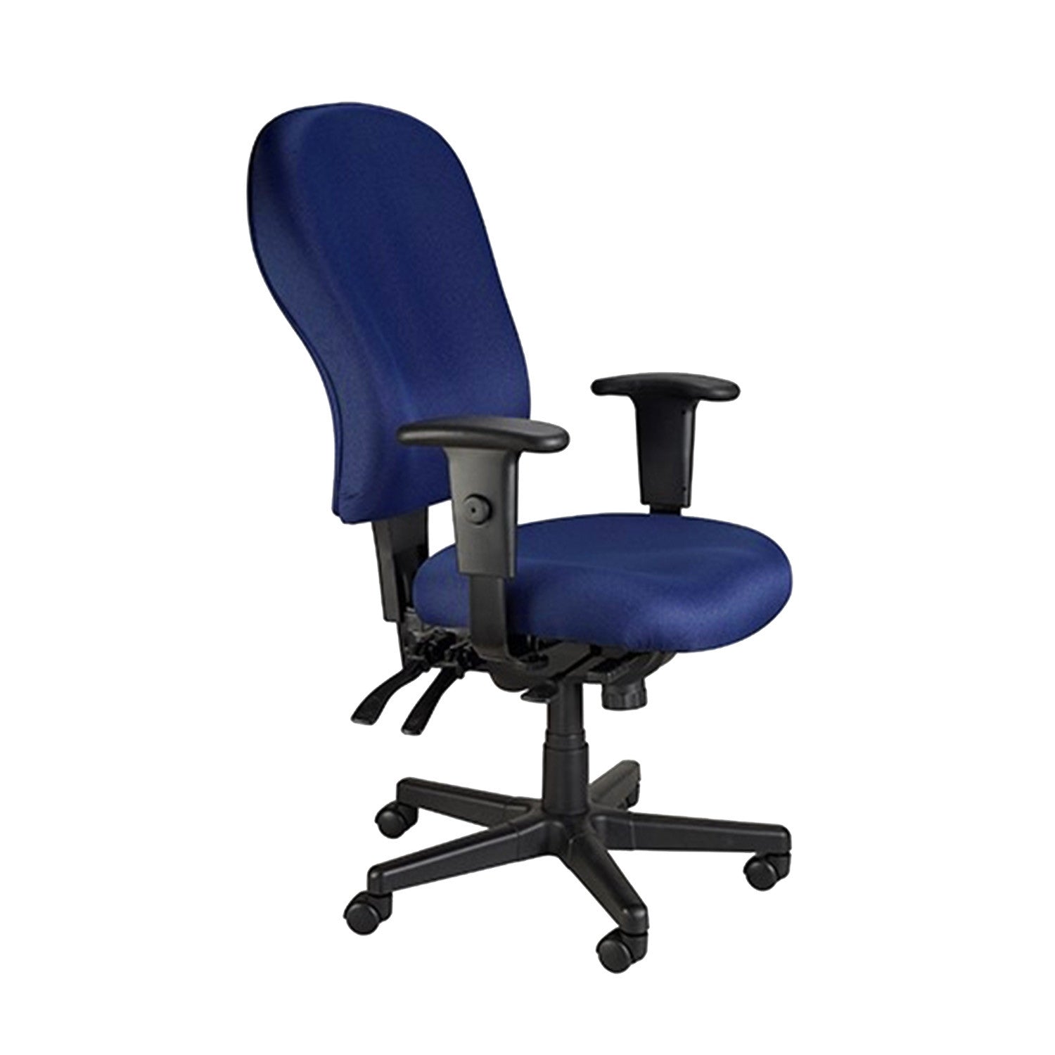 Navy Blue and Black Adjustable Swivel Fabric Rolling Office Chair