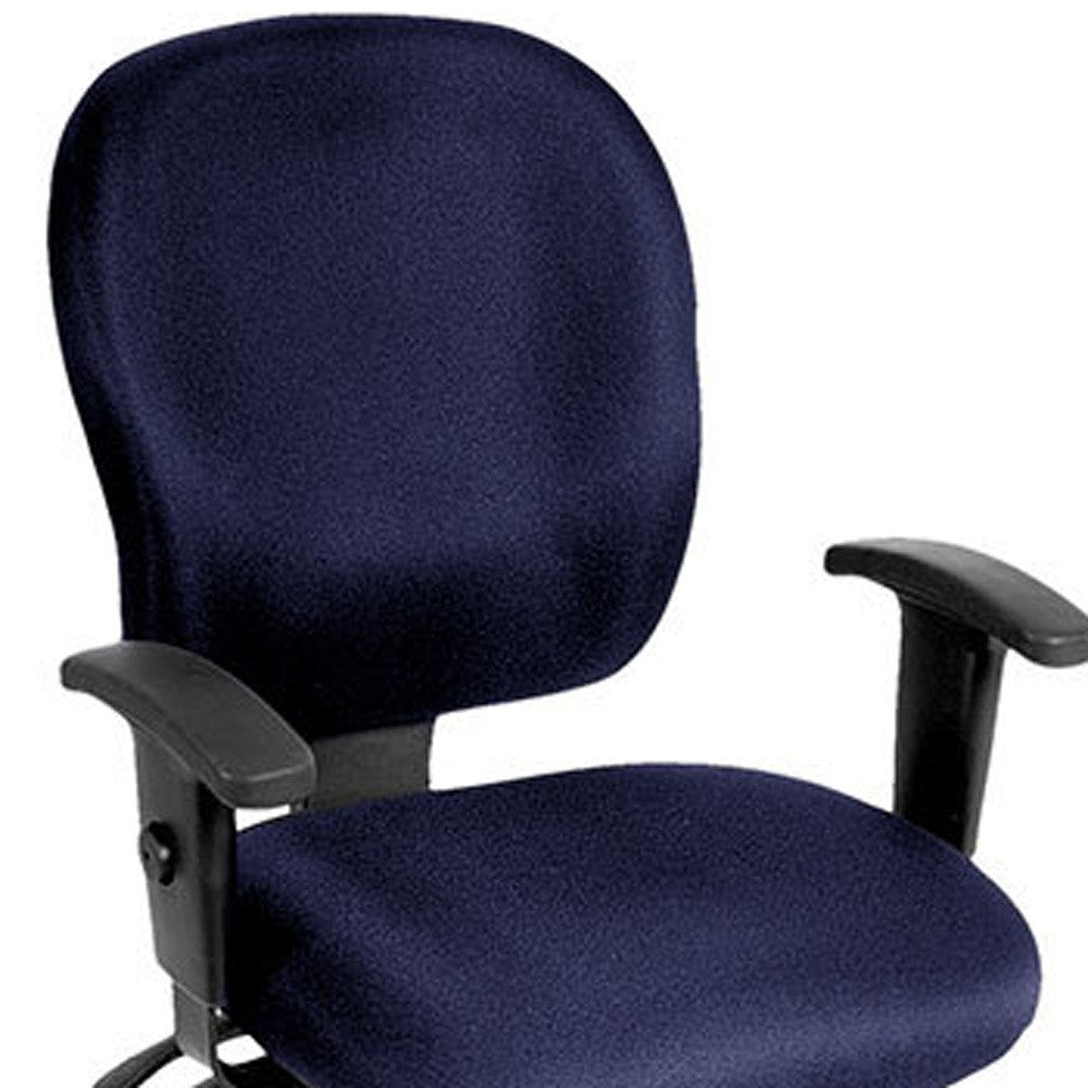 Navy Blue and Black Adjustable Swivel Fabric Rolling Office Chair