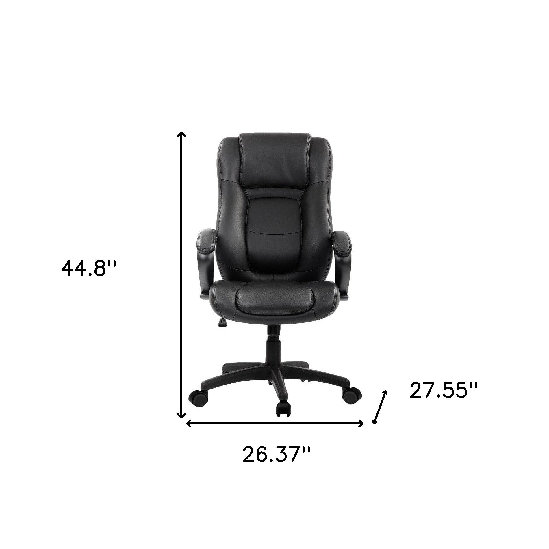Black Adjustable Swivel Faux Leather Rolling Office Chair