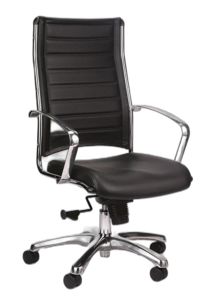 Black and Silver Adjustable Swivel Faux Leather Rolling Office Chair