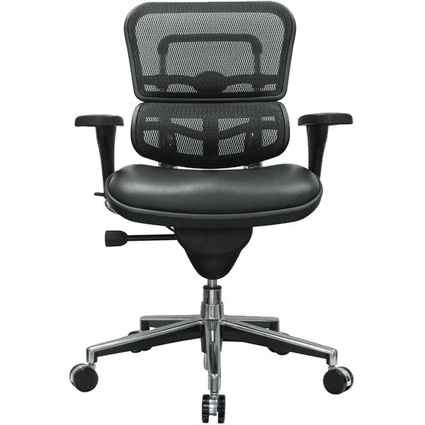 26" x 27.5" x 40" Black Leather - Mesh Chair