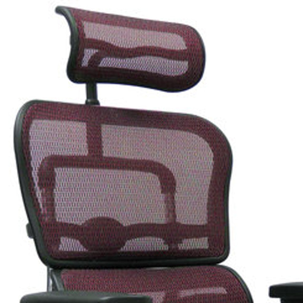 Plum and Silver Adjustable Swivel Mesh Rolling Executive Office Chair