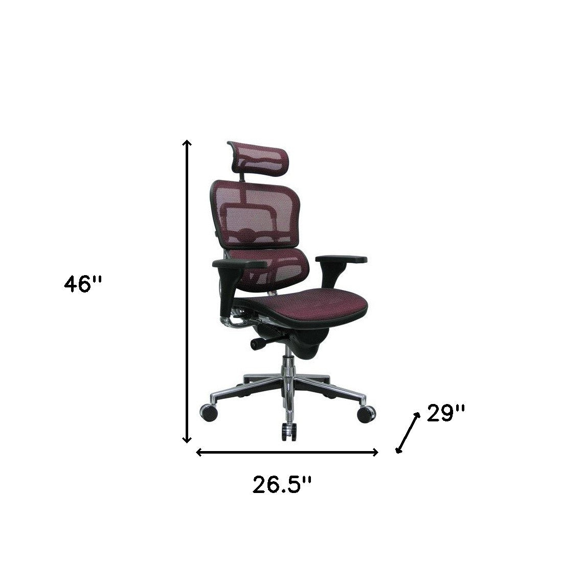 Plum and Silver Adjustable Swivel Mesh Rolling Executive Office Chair