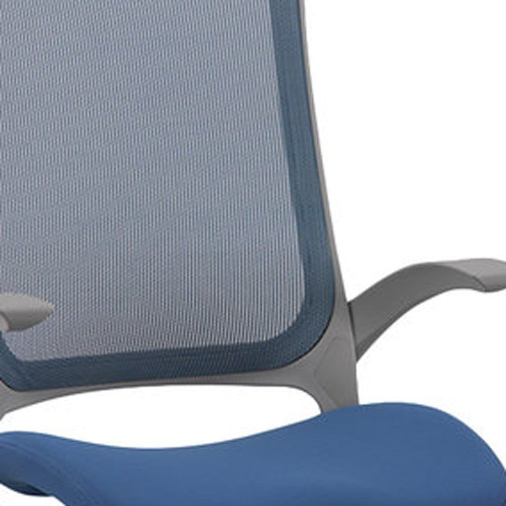 Blue and Gray Adjustable Swivel Mesh Rolling Office Chair
