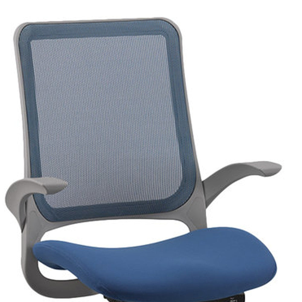Blue and Gray Adjustable Swivel Mesh Rolling Office Chair