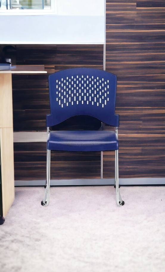 Set of Four Black and Silver Plastic Office Chair