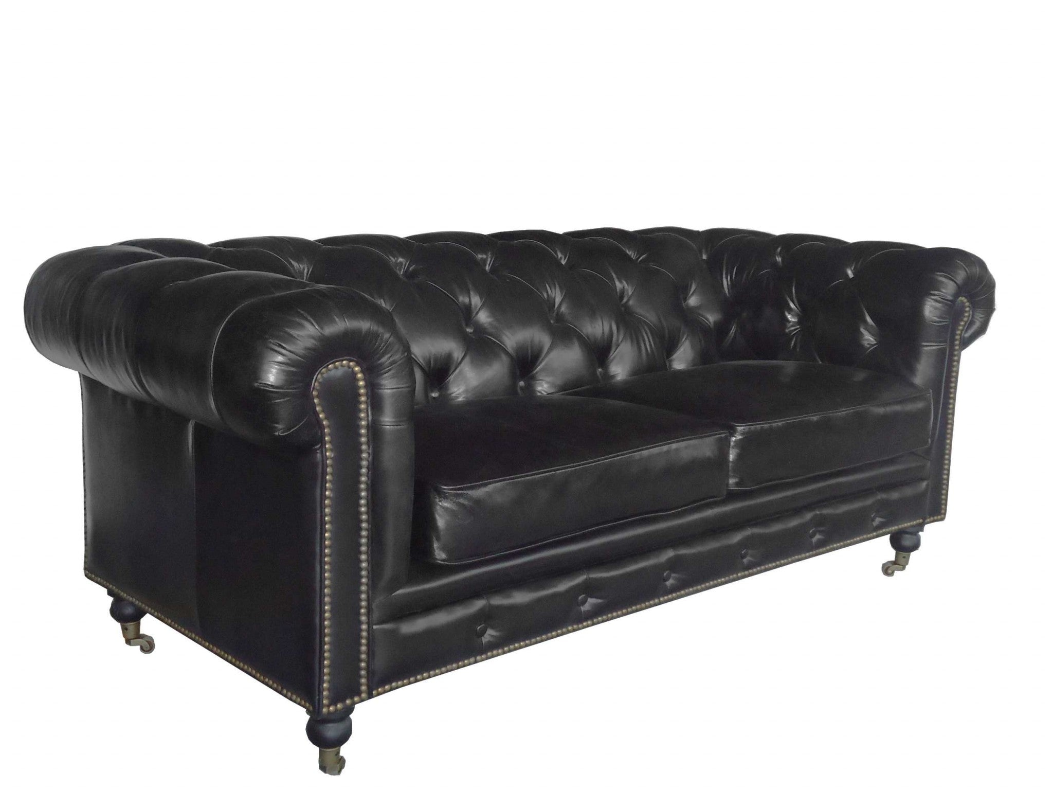36" Black Leather Sofa