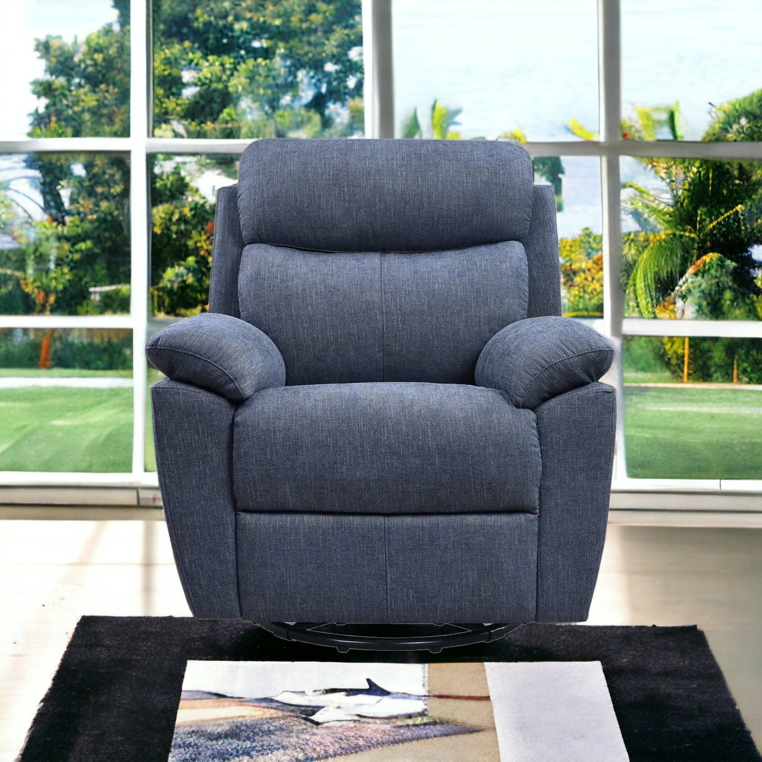 35" Light Gray Fabric Power Recliner With USB