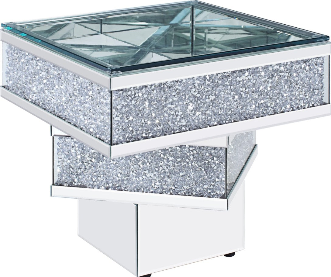 Contempo Glass And Bling End Table
