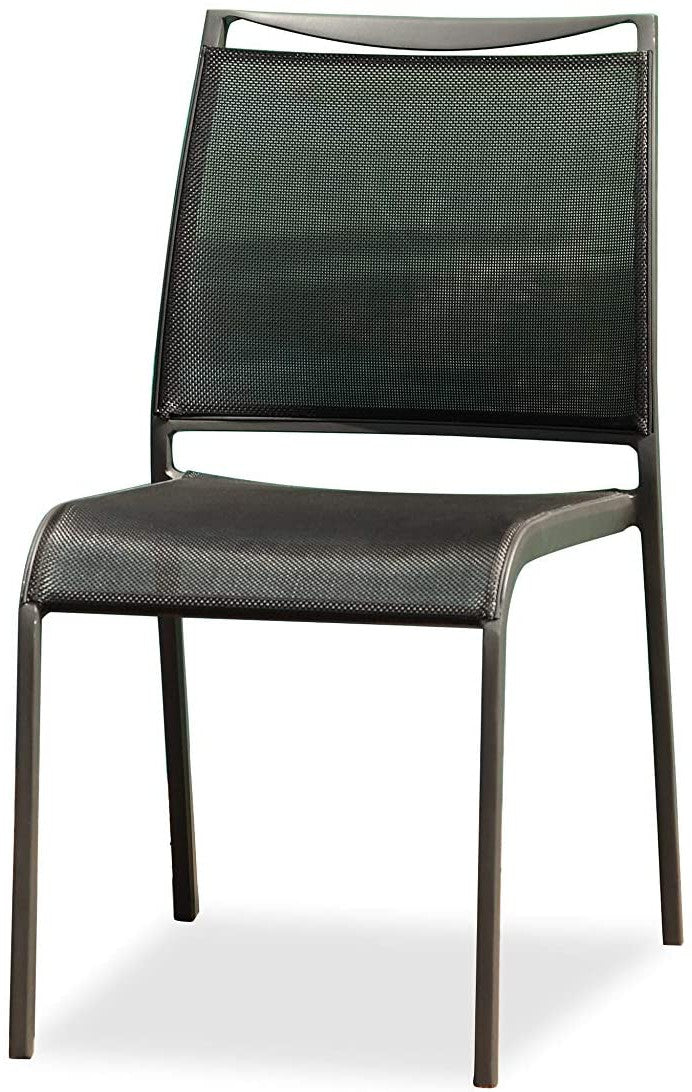 Set Of 2 Gray Stackable Aluminum Sling Armless Chairs