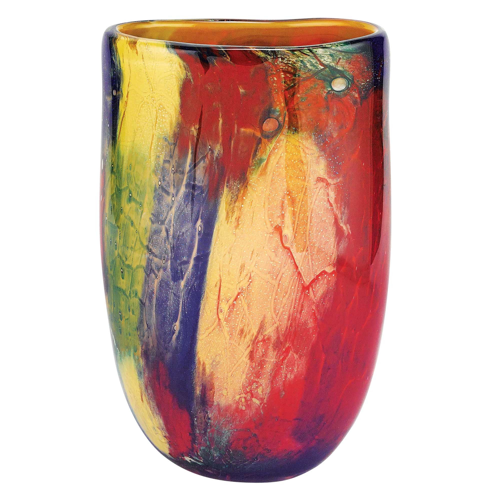 11 Multicolor Art Glass Oval Vase