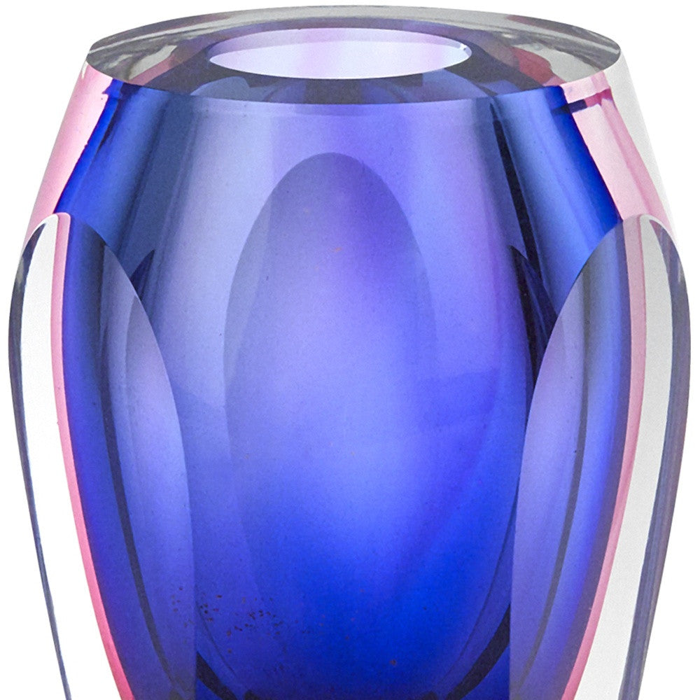 6" Clear And Purple Crystal Glass Table Vase