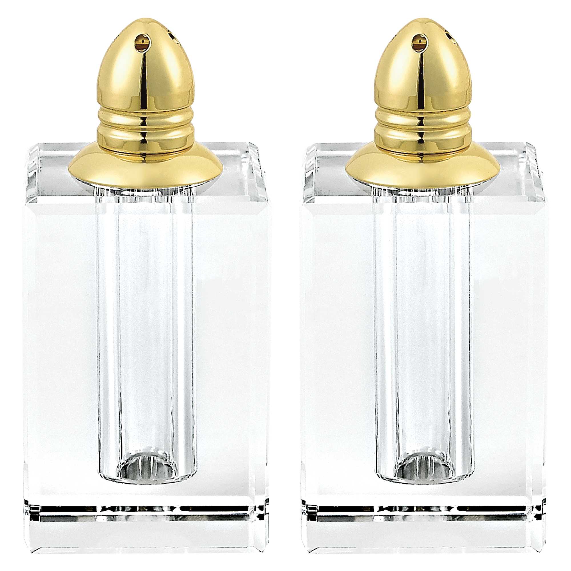 Handcrafted Optical Crystal And Gold Large Size Salt And Pepper Shakers
